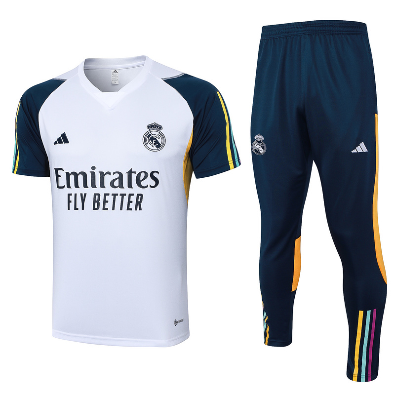 AAA Quality Real Madrid 23/24 White/Yellow Training Kit Jers